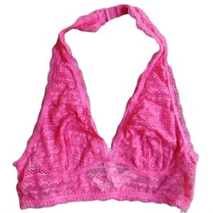 NWT Pink Victoria's secret plunge lace halter top bralette size small